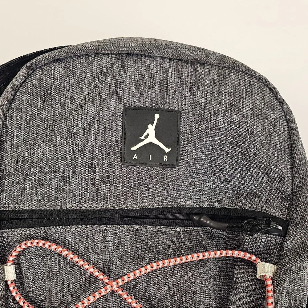 Jordan Air School Backpack 9B0503-GEH Grey Red Pencil Case Used